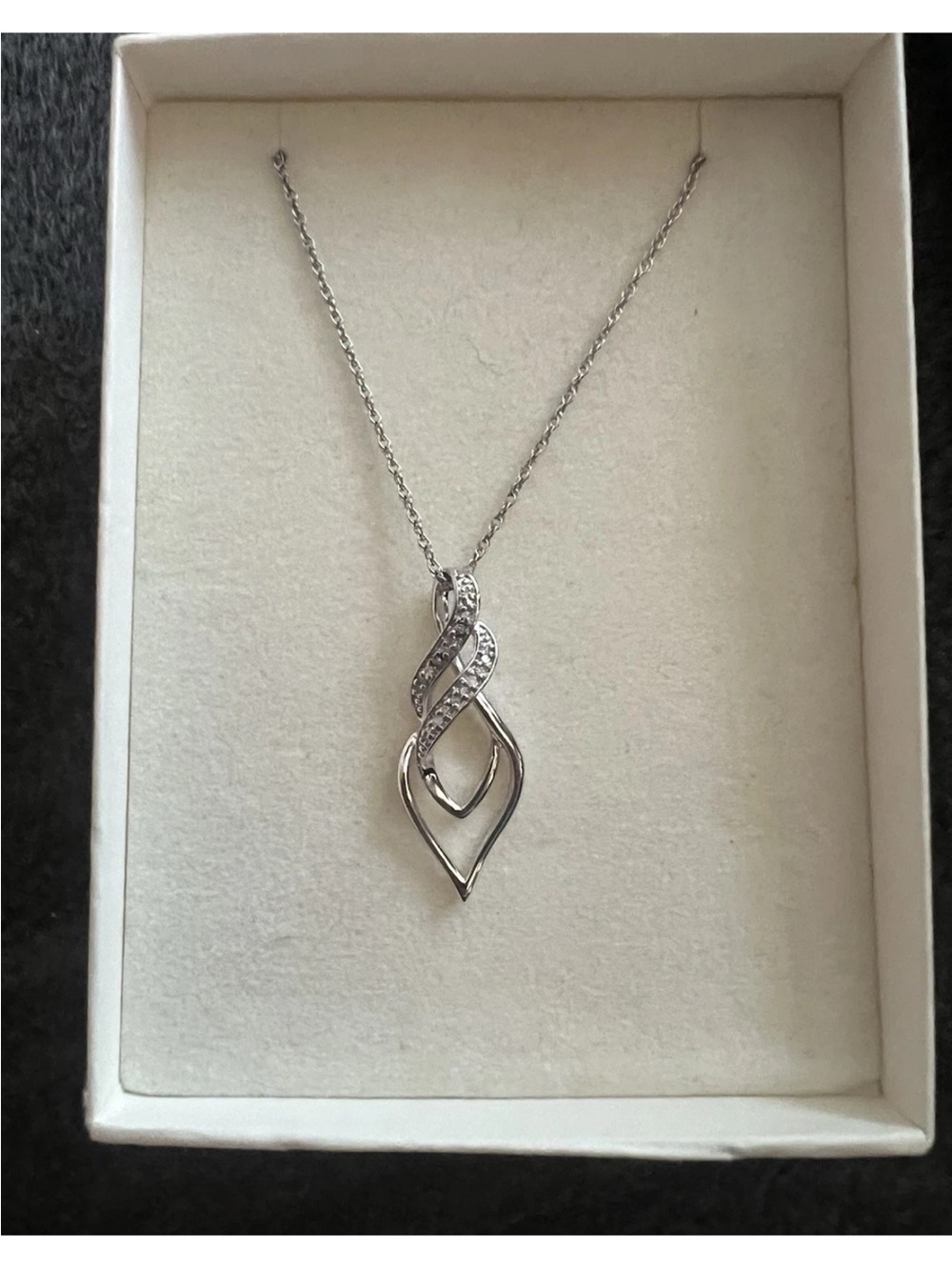 LeRoy's Jewelers Sterling Silver CZ Teardrop Pendant 18” Necklace